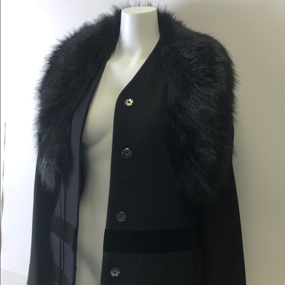 Antonio Melani Iluvia  Black Jacket Wool Fur New - Picture 3 of 7